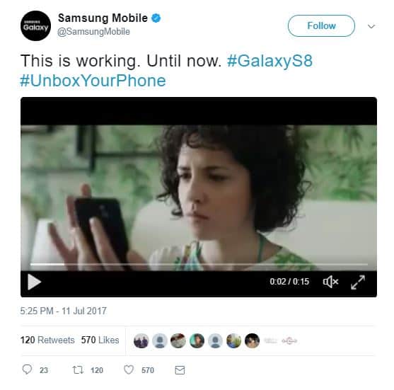 Samsung Mobile Twitter profile product launch marketing ideas