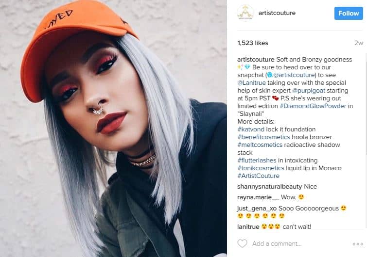 Artist Couture Instagram promotion - Instagram post engagement