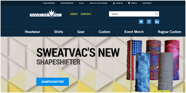 SweatVac Website Navigation