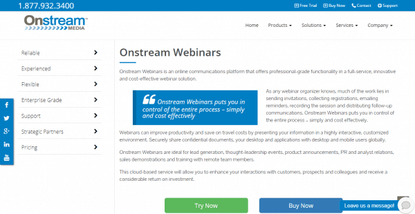 onstream webinar hosting website