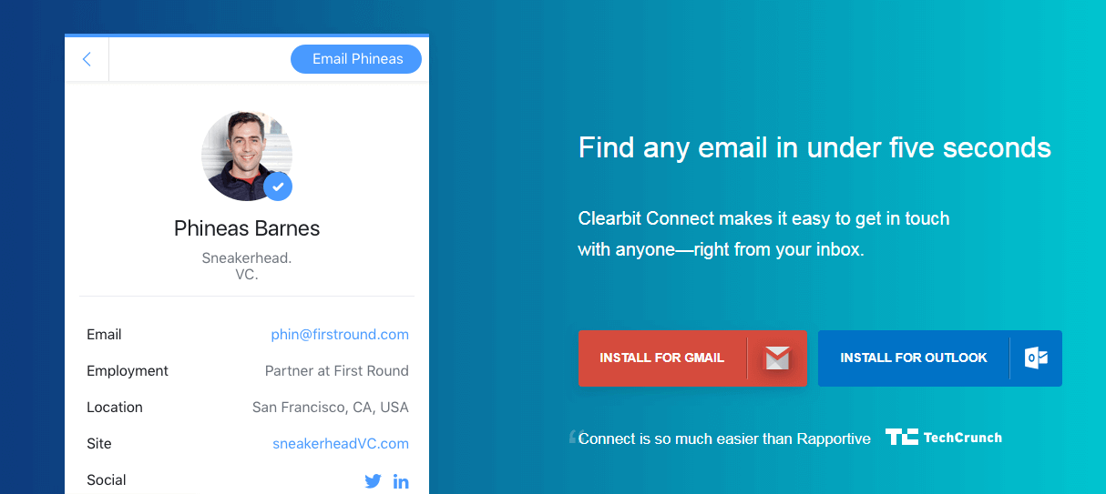 Clearbit Connect Email Marketing Tool