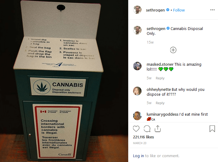 Seth Rogan Instagram Cannabis influencers