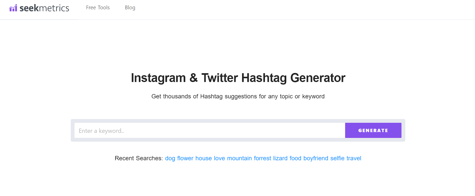 Seekmetrics Instagram Hashtag Generator Tools