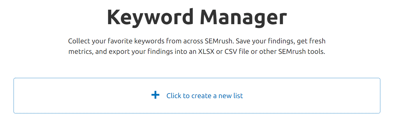 Semrush Keyword Manager