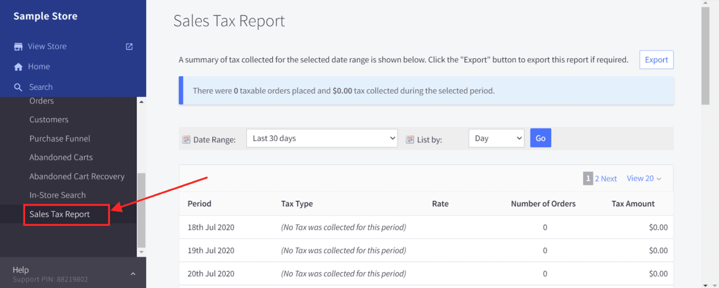 Sales Tax Report