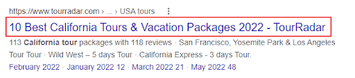 10 best california tours google listing