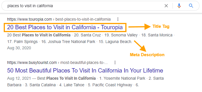 search places to visit in california