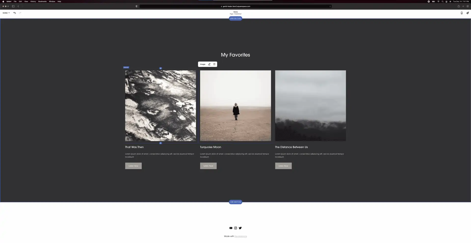 squarespace my favorites page