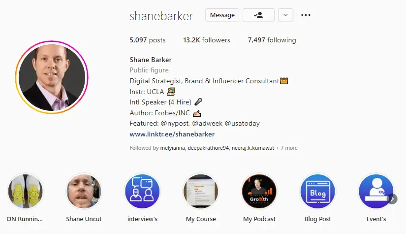 My Instagram profile - ShaneBarker