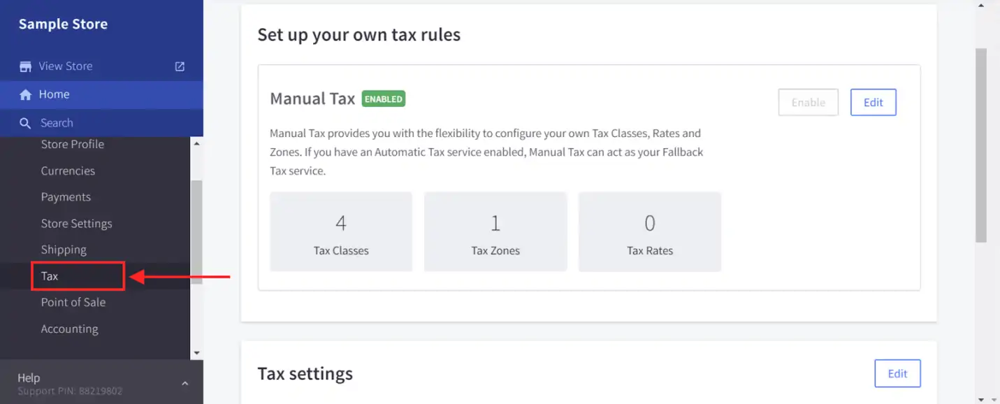 bigcommerce tax settings