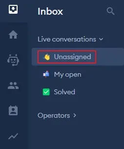 tidio unassigned section in the visitor's tab