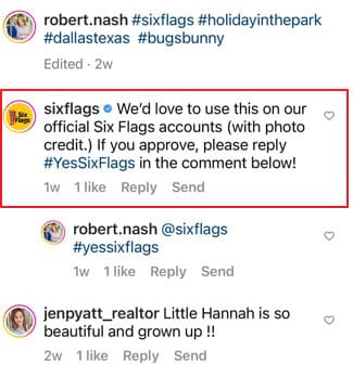 example of brand commenting on user posts