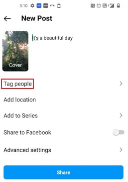 How to tag people on IG - tagging option