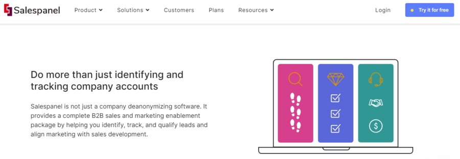 Salespanel - lead generation software homepage screenshot