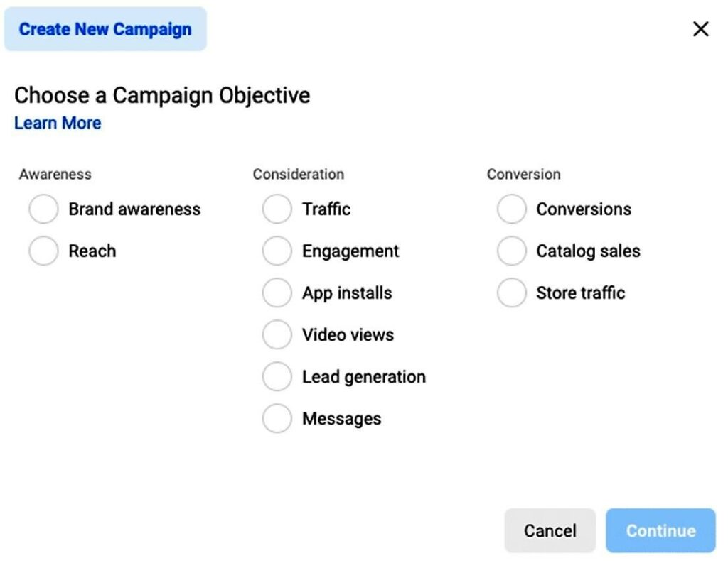 Choose a campaign objective on Meta Ads Manager