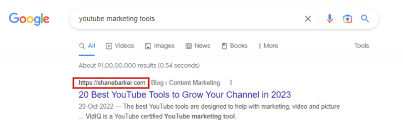 post ranking on #1 in search results