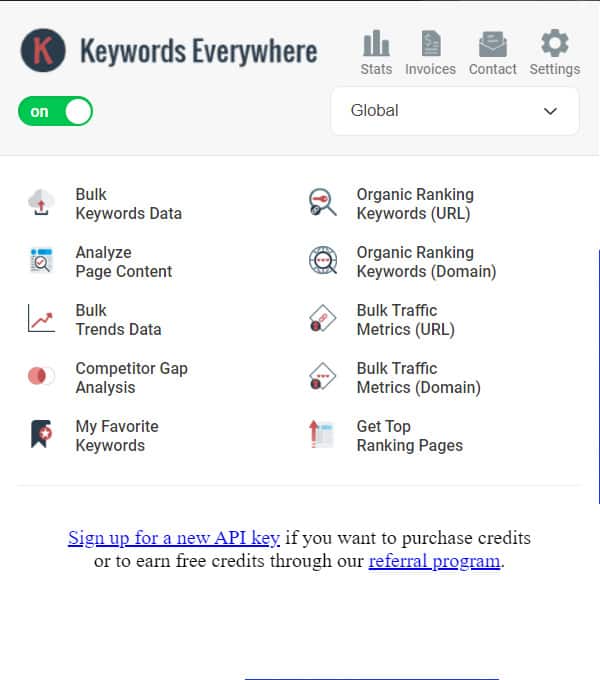 keywords everywhere toolbar