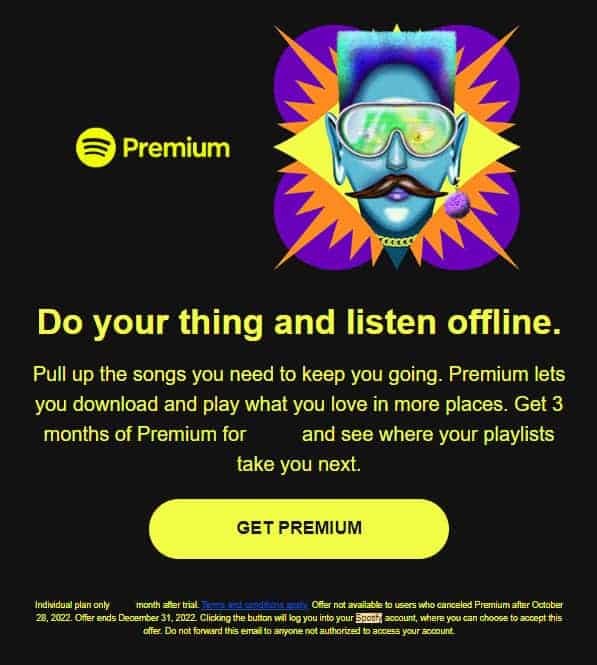 spotify email offer example