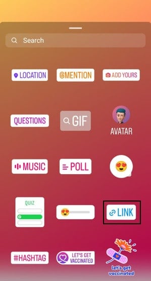 Add links to Instagram via Link Sticker - Sticker options