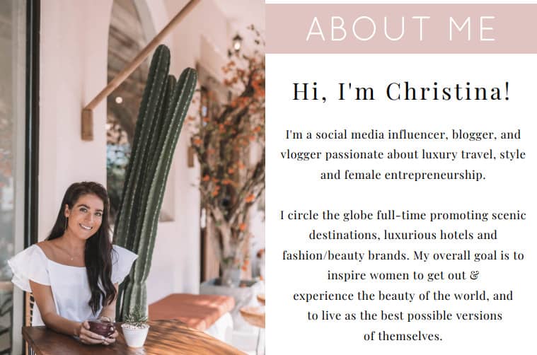 Christina Galbato’s influencer media kit