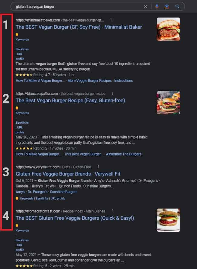 google search gluten free vegan burger