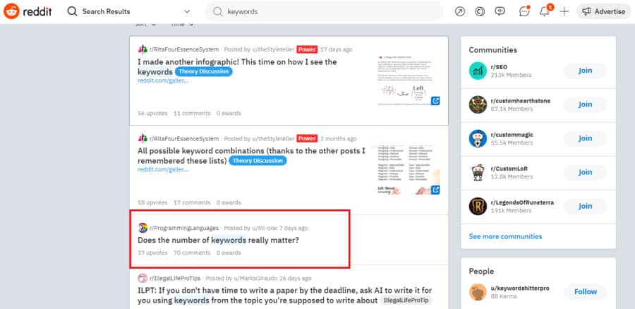reddit search page example
