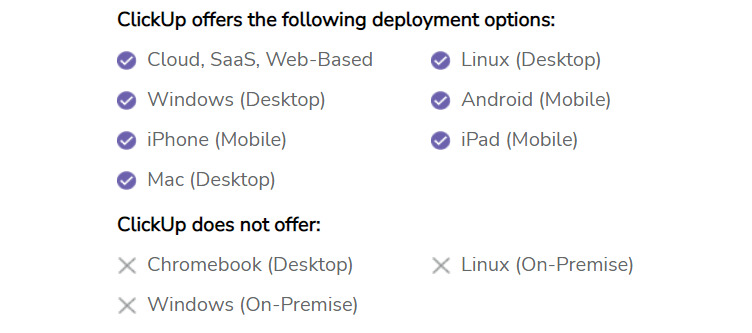 clickup deployment options