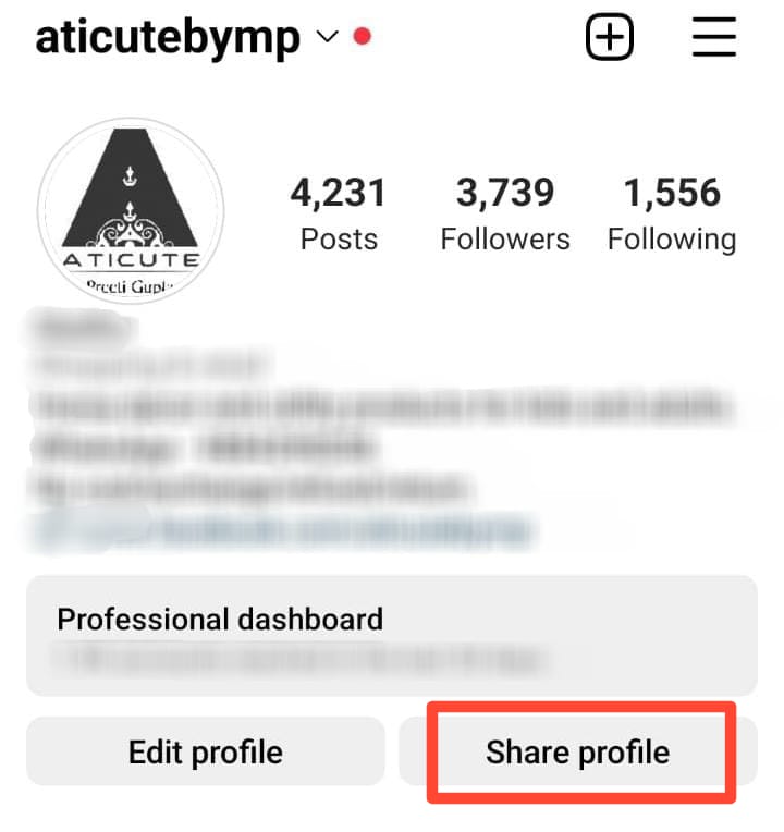 how to share your instagram profile