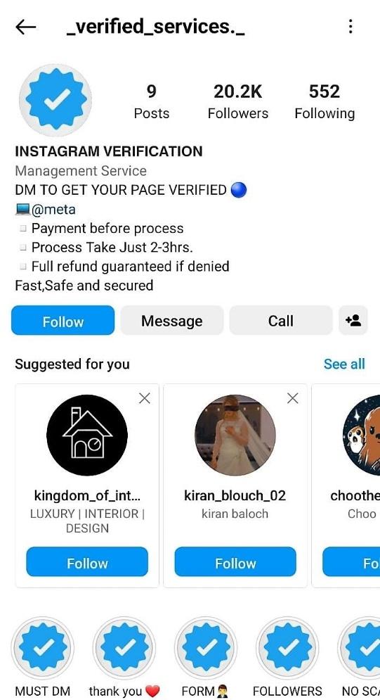 Pay to get verified on Instagram scam