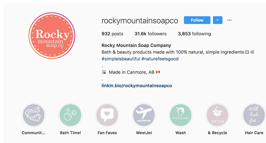 rocky mountain soap instagram profile