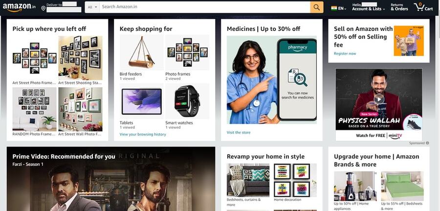 Amazon ecommerce web design