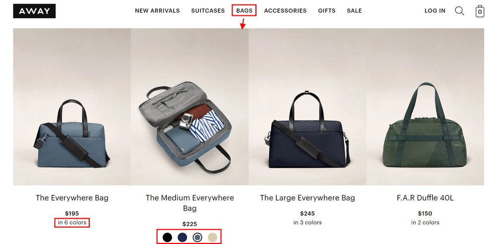 Ecommerce category page example