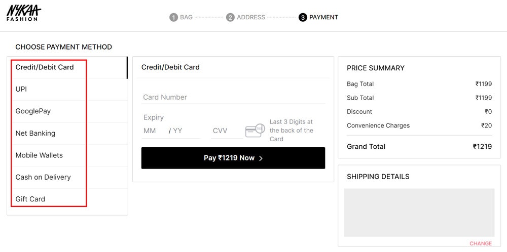Ecommerce web design payment options