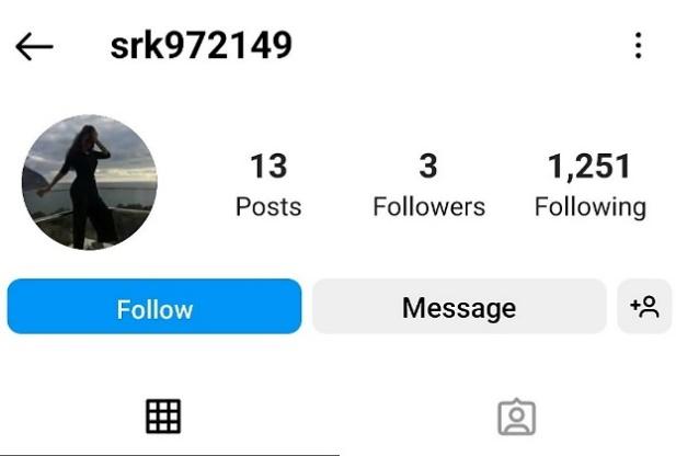 Example of a fake Instagram profile