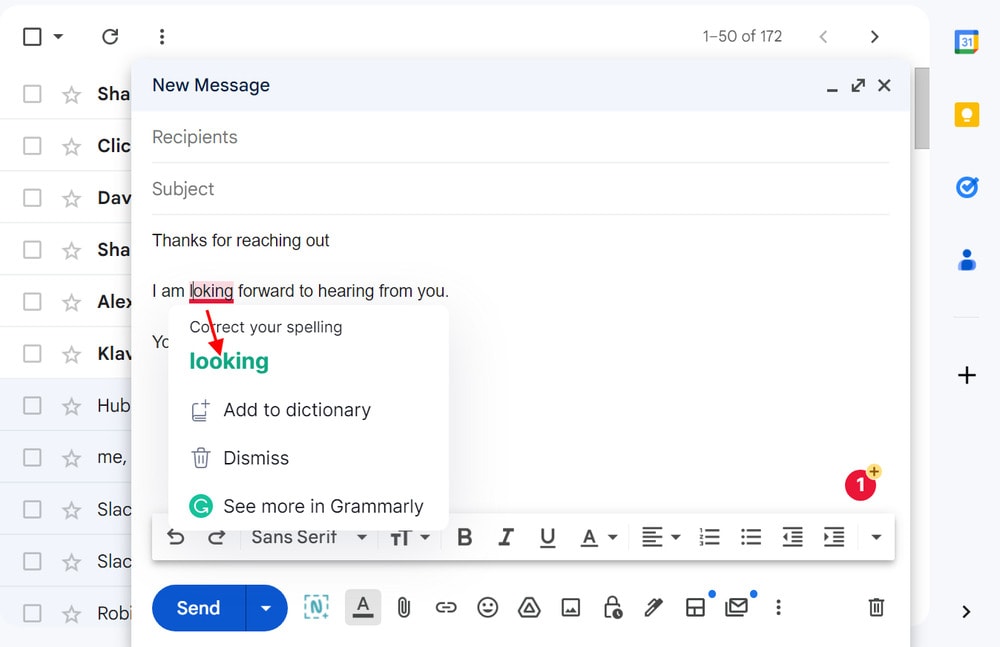 grammarly suggestions on email