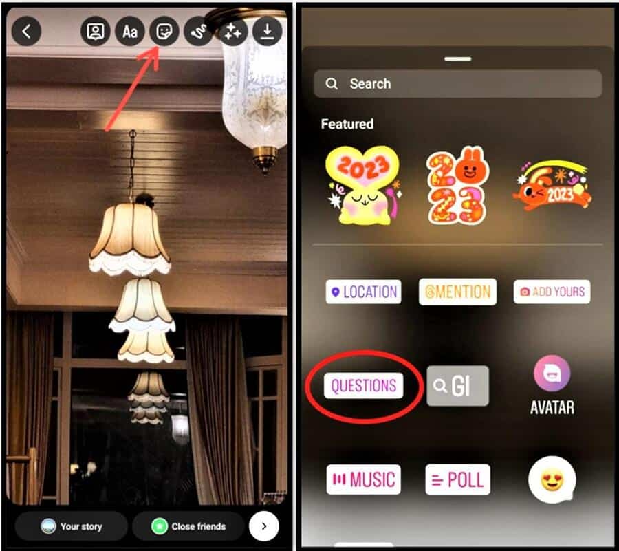 how to find instagram questions sticker