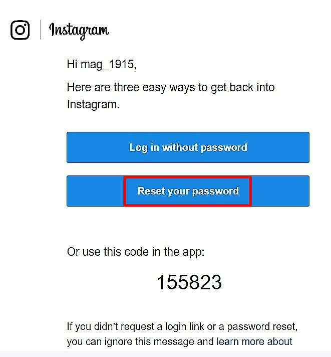 How to undisable Instagram account by resetting password