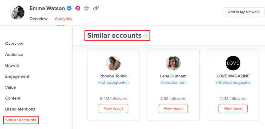 hypeauditor - instagram audit tool - similar accounts