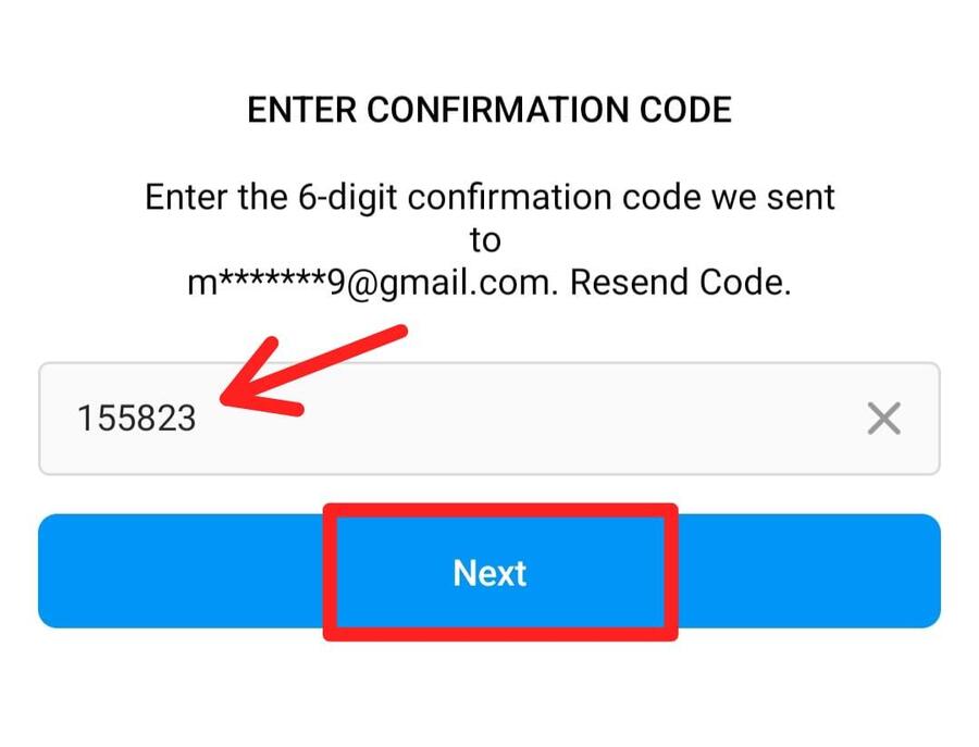 Instagram password reset confirmation code