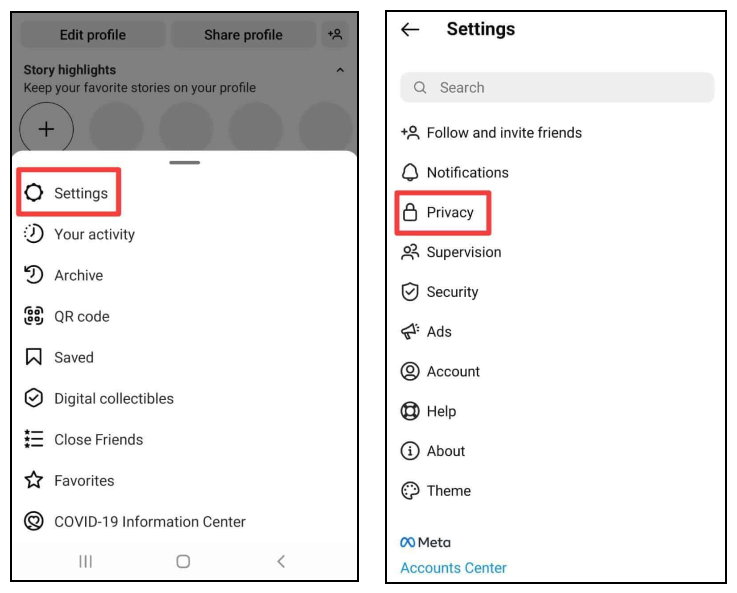 instagram save story to archive settings -> privacy