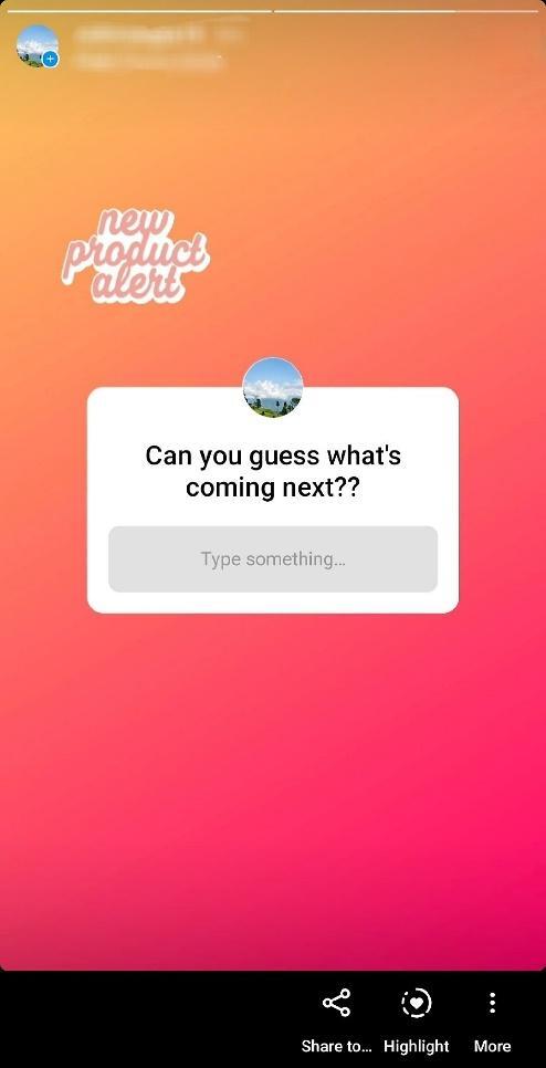 Instagram Story question for a new product launch