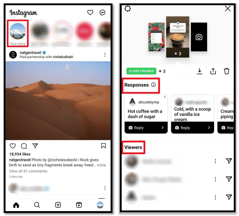instagram story question responses and viewers list