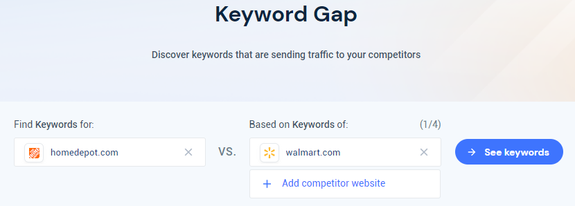 keyword gap example screenshot
