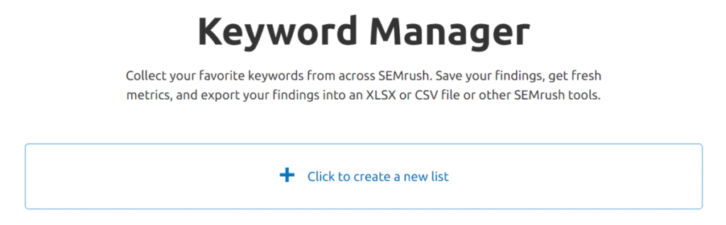 keyword manager semrush