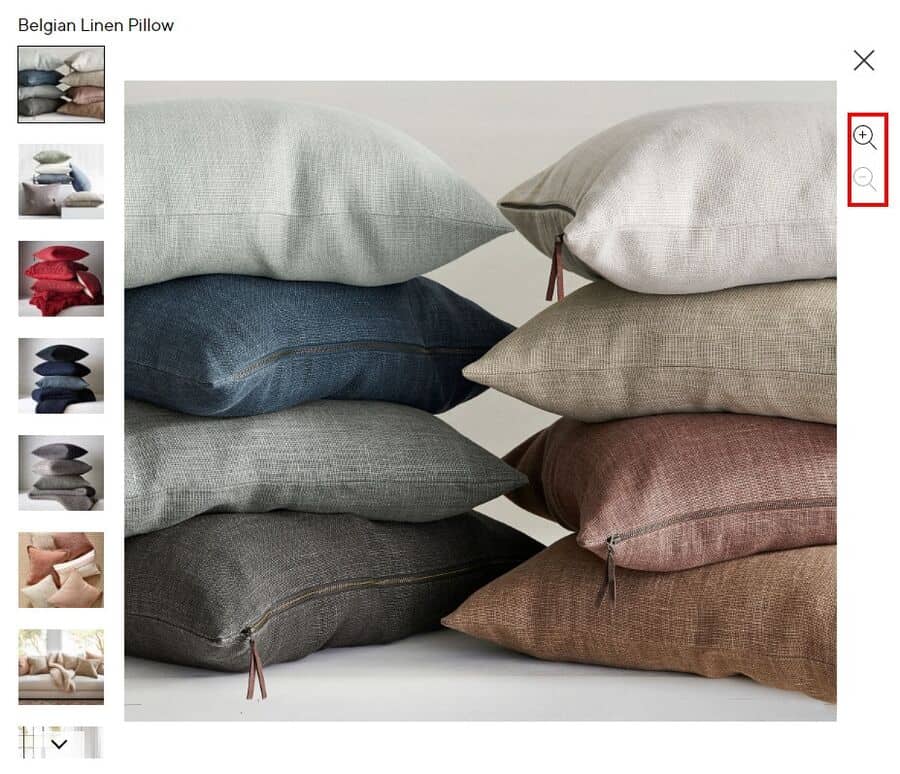 Pottery Barn ecommerce product images