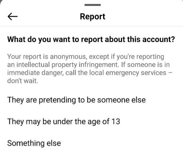 steps to report an instagram post or account