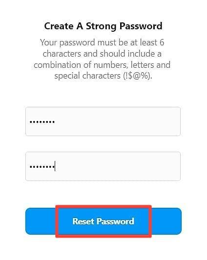 Steps to reset Instagram password