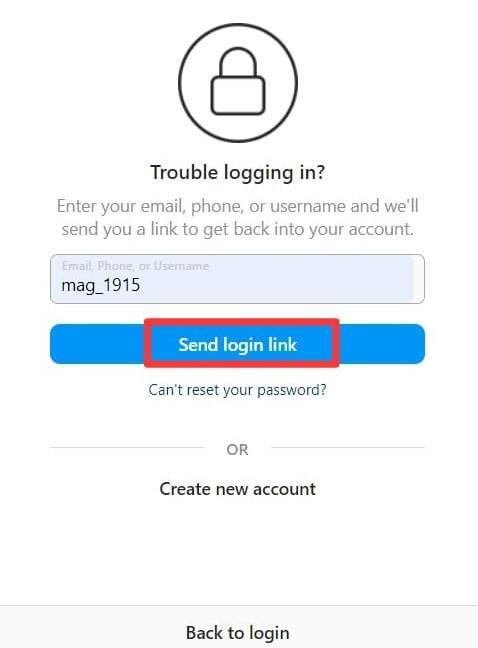 Steps to reset Instagram password