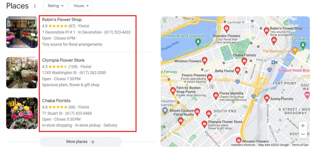 google business listing for local searches