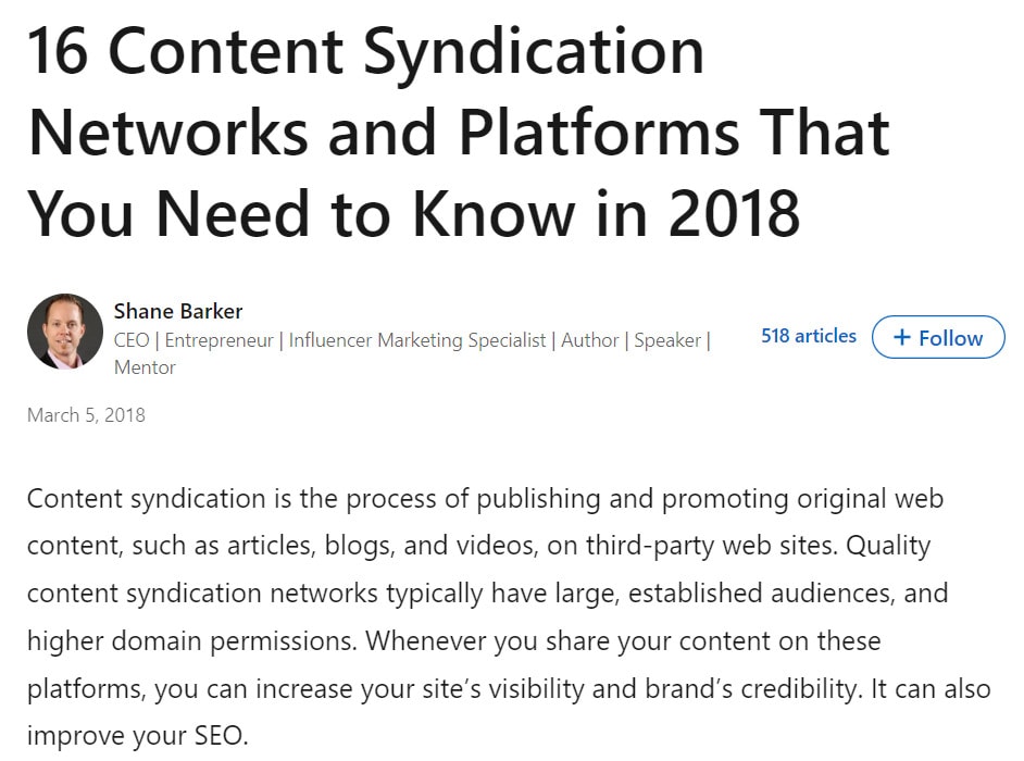 linkedin content syndication example
